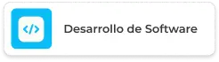 Ícono celeste con símbolo de código representando Desarrollo de Software en Infosgroup Panamá