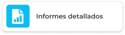 Ícono azul de documento con gráfico de barras representando generación de informes detallados en Infosgroup
